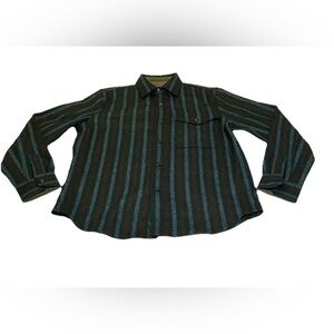 Todd Snyder Striped Wool Utility Overshirt Button-Up Blue Brown Men’sSize Small